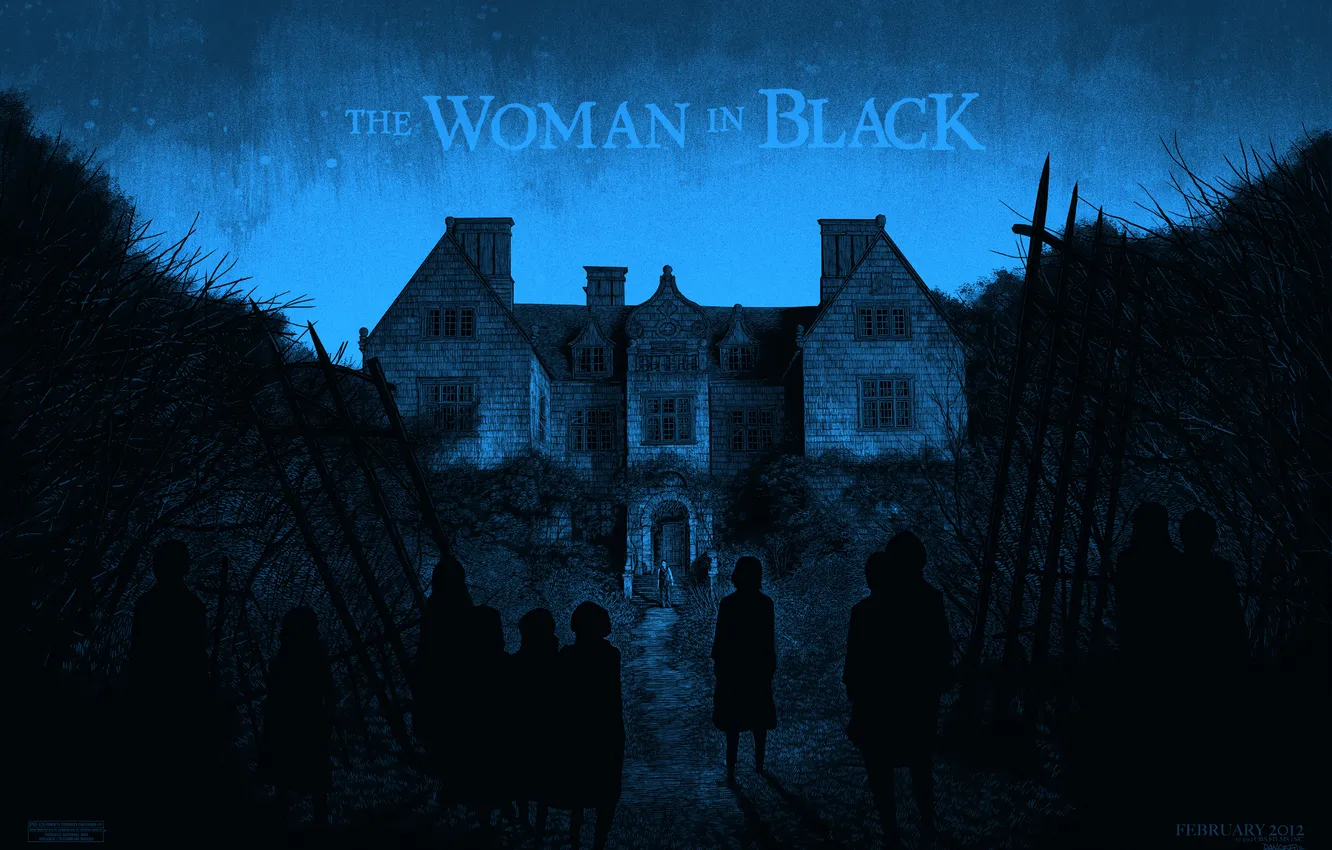 Фото обои ночь, дом, забор, призраки, особняк, The Woman in Black, Женщина в черном, дэниел редклифф