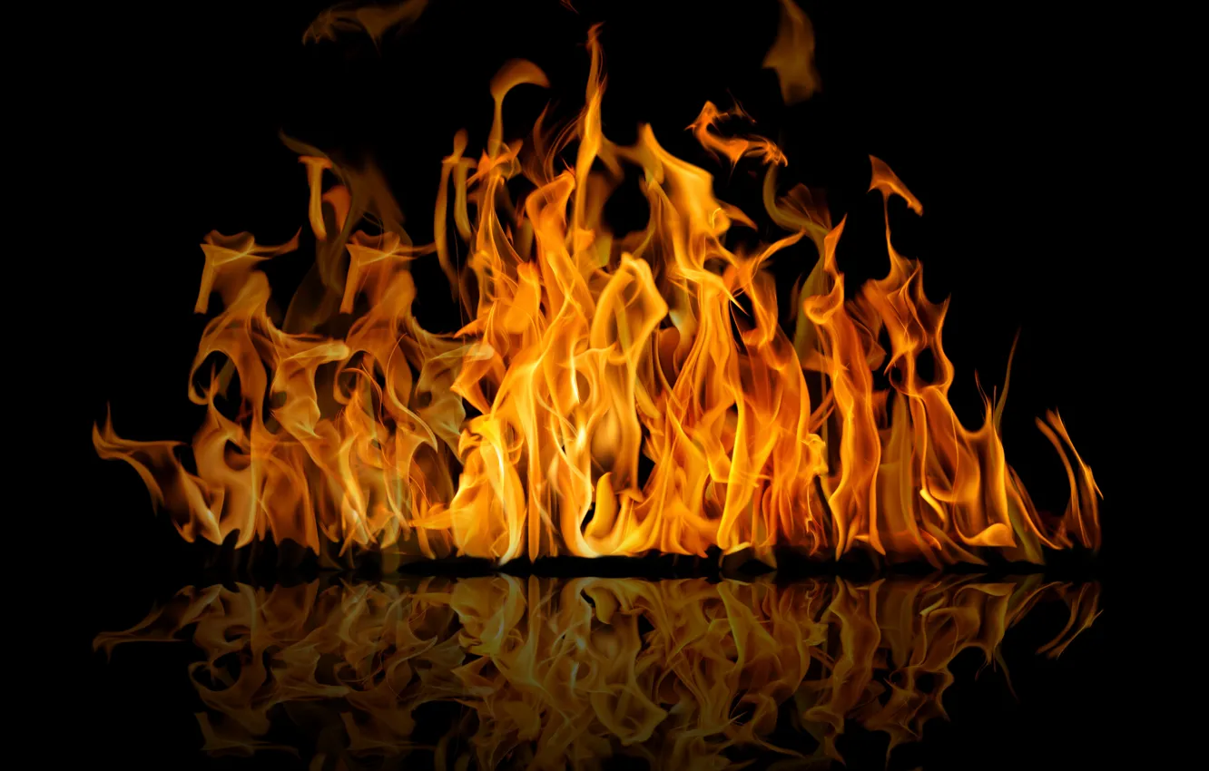 Фото обои отражение, фон, огонь, пламя, чёрный, fire, flame, reflection
