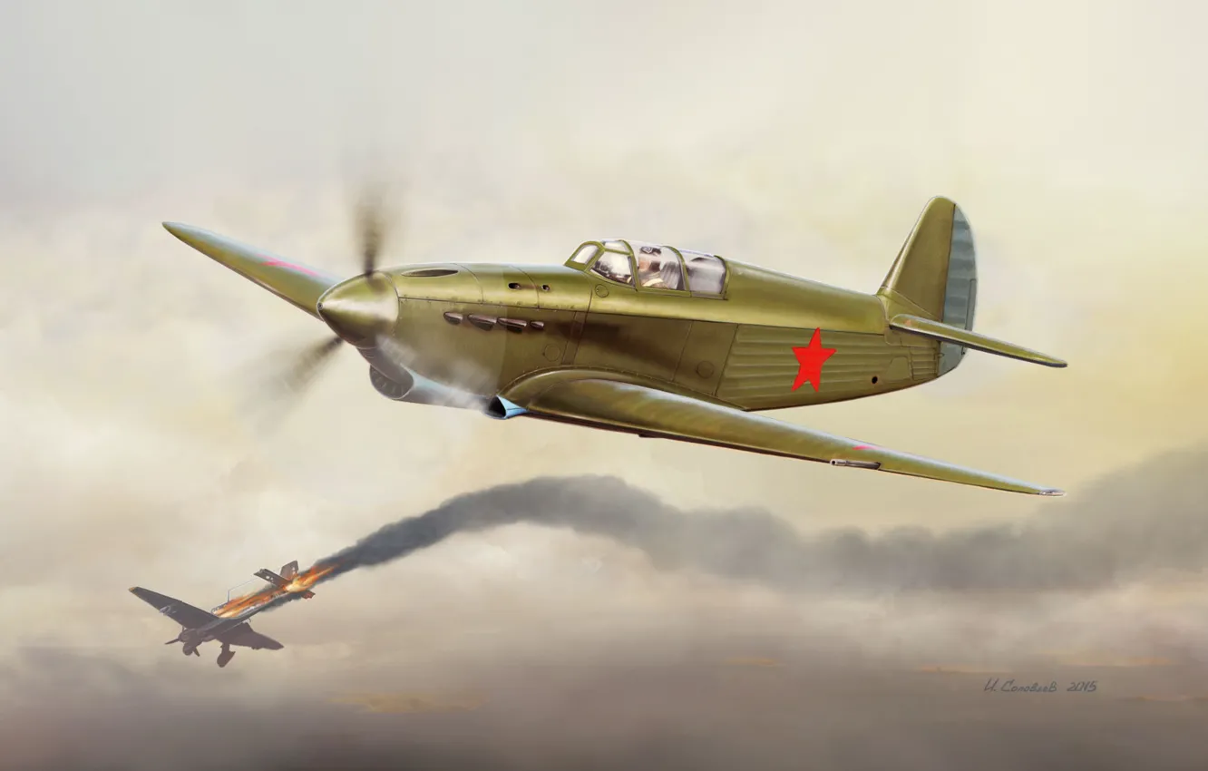 Фото обои Рисунок, Самолет, Истребитель, СССР, ВОВ, Junkers, World War II, Ju 87
