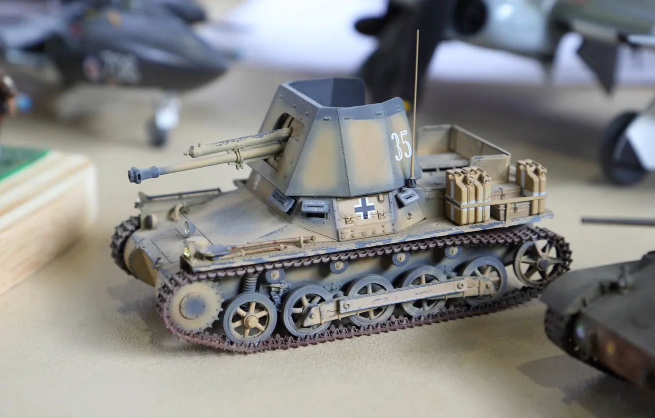 Фото обои игрушка, танк, моделька, Panzerjäger I