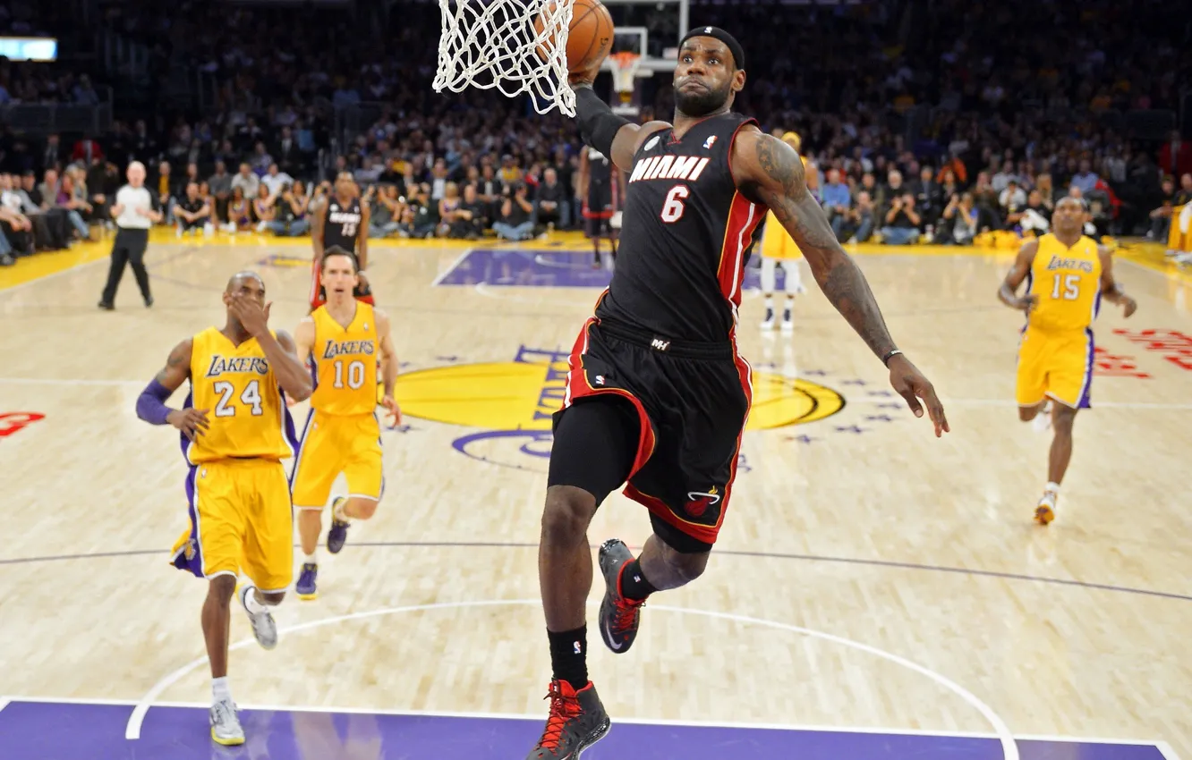 Фото обои Miami, NBA, Basketball, james, Heat, Lebron James, Miami heat, Dunk