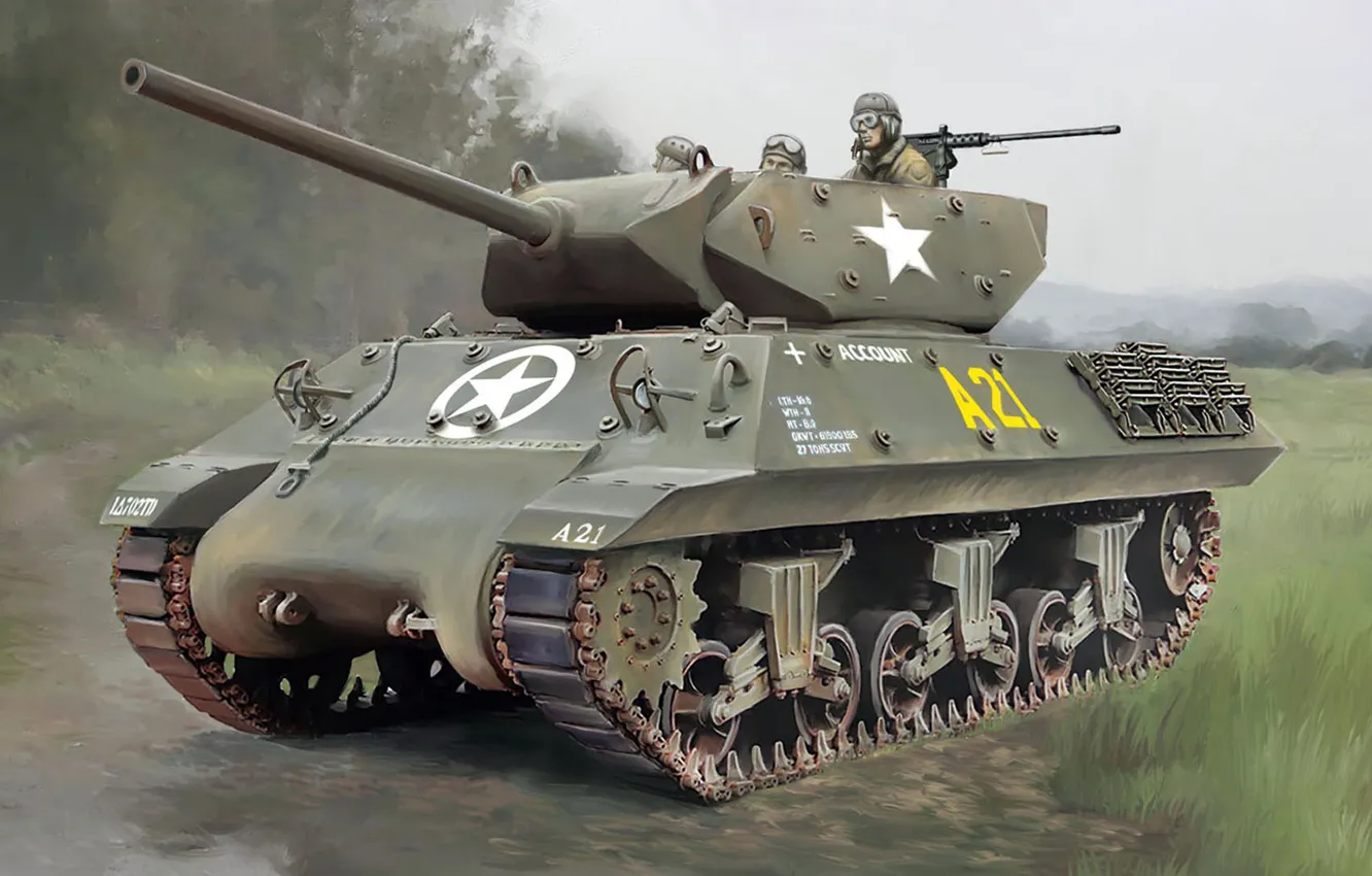 Фото обои рисунок, арт, США, истребитель танков, ПТ-САУ, противотанковая самоходная артиллерийская установка, 3-in. Gun Motor Carriage M10
