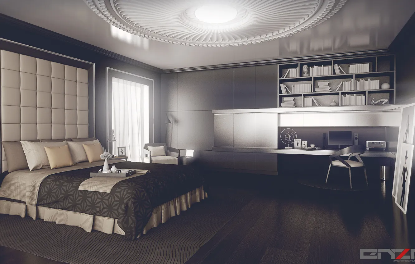 Фото обои компьютер, мебель, помещение, обстановка, Bedroom design