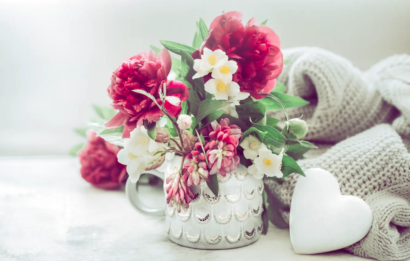 Фото обои цветы, ваза, пионы, декор, @pvproductions