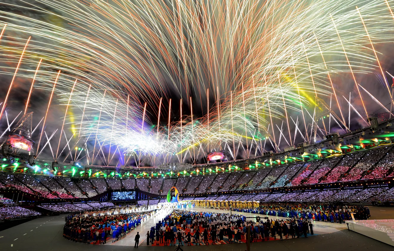Фото обои Лондон, салют, олимпиада, 2012, стадион, London, закрытие