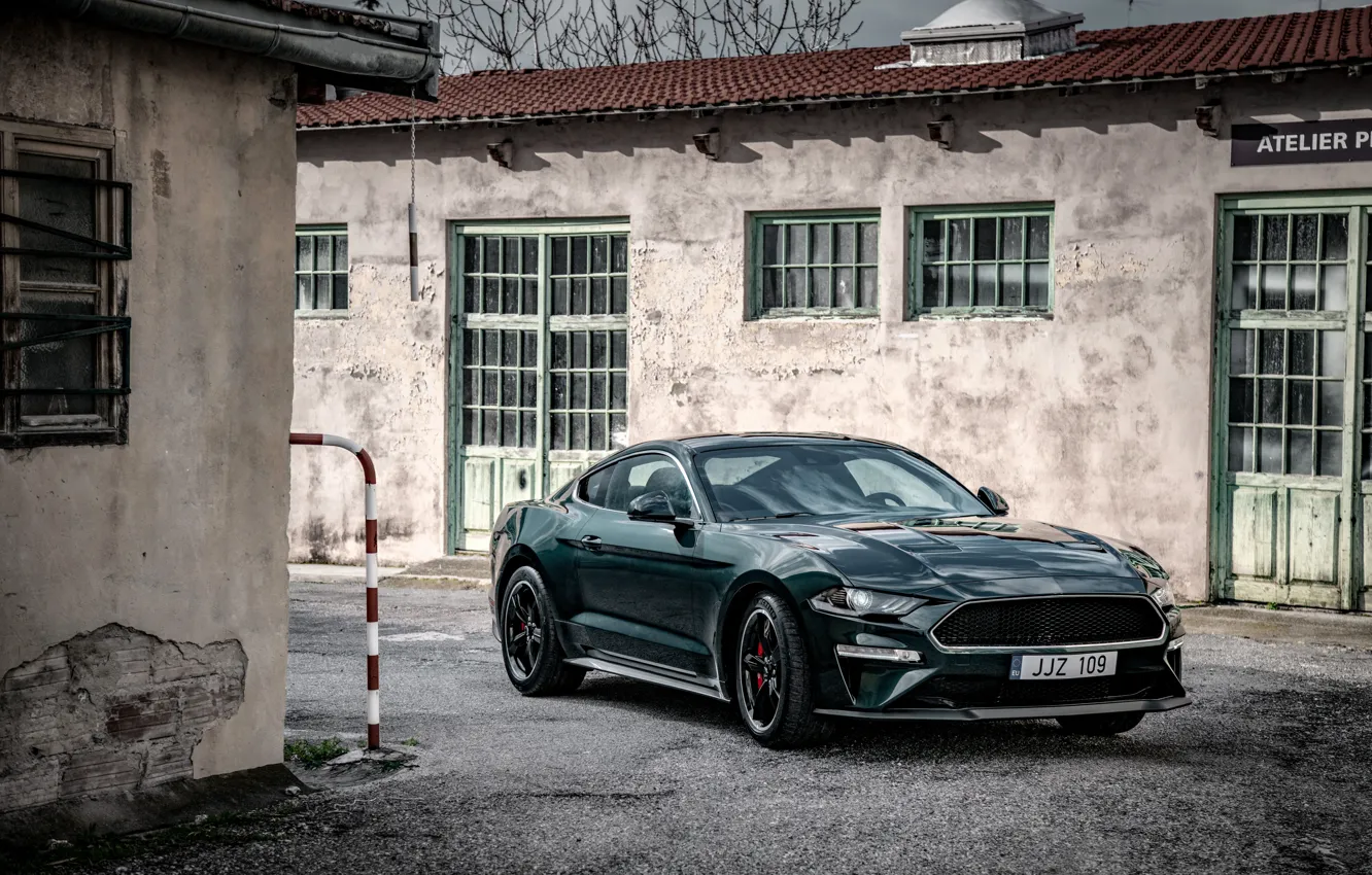 Фото обои Mustang, Ford, постройки, 2018, Bullitt, фастбэк