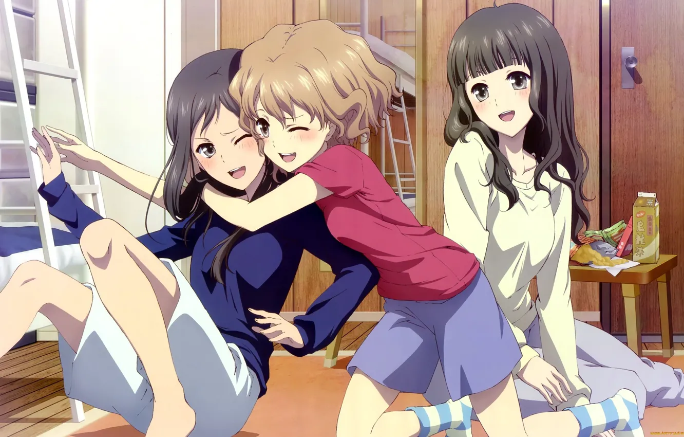 Фото обои радость, настроение, девочки, Азбука Цветов, Hana-Saku Iroha, Ohana Matsumae