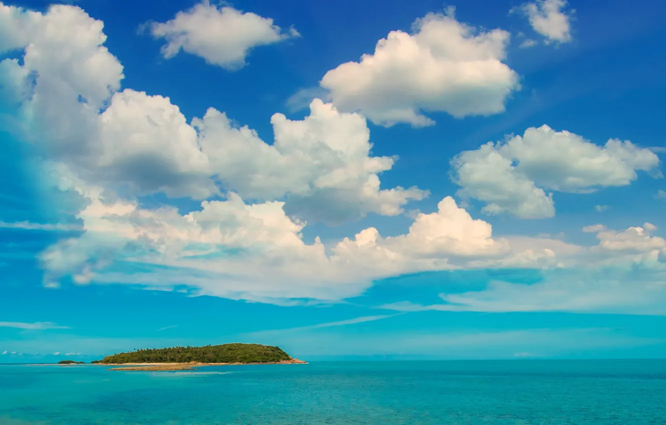 Фото обои облака, океан, остров, лазурь