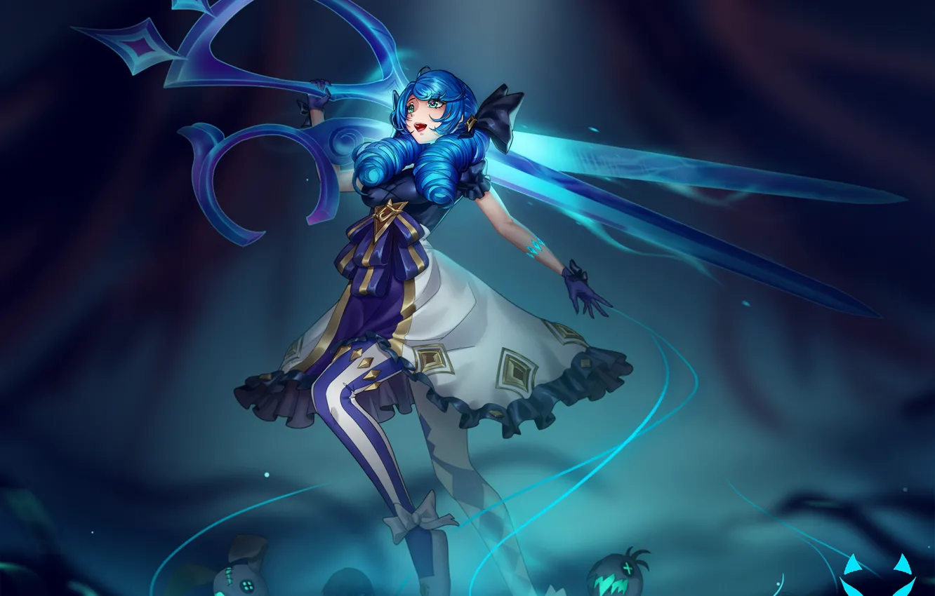 Фото обои девушка, куклы, фэнтези, Gwen, ножницы, League of Legends