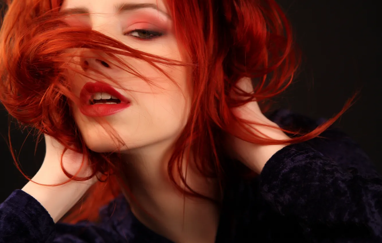 Фото обои лицо, модель, волосы, губы, рыжая, Ariel, крупным планом, Piper Fawn