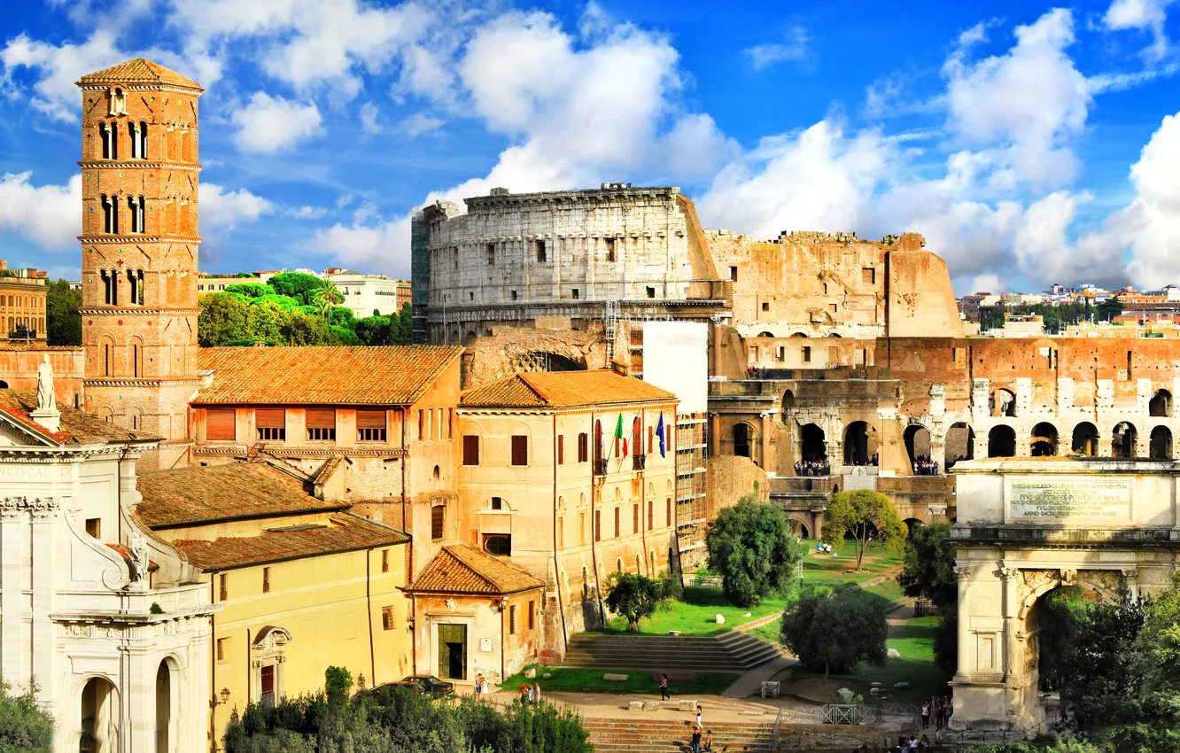 Фото обои дома, Рим, Италия, развалины, архитектура, амфитеатр, Ancient Rome