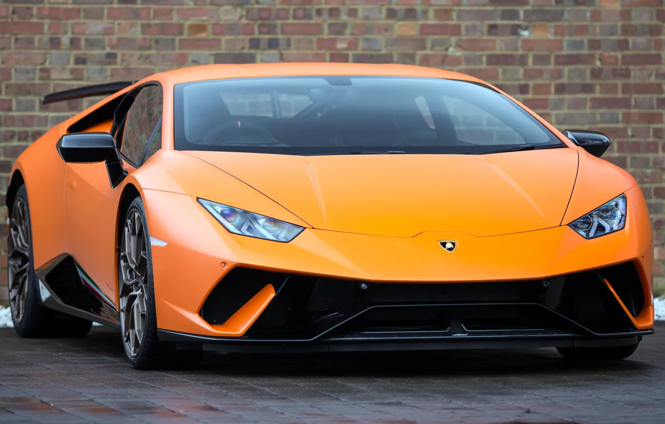 Фото обои Lamborghini, orange, UK-spec, Performante, Huracan, 2017