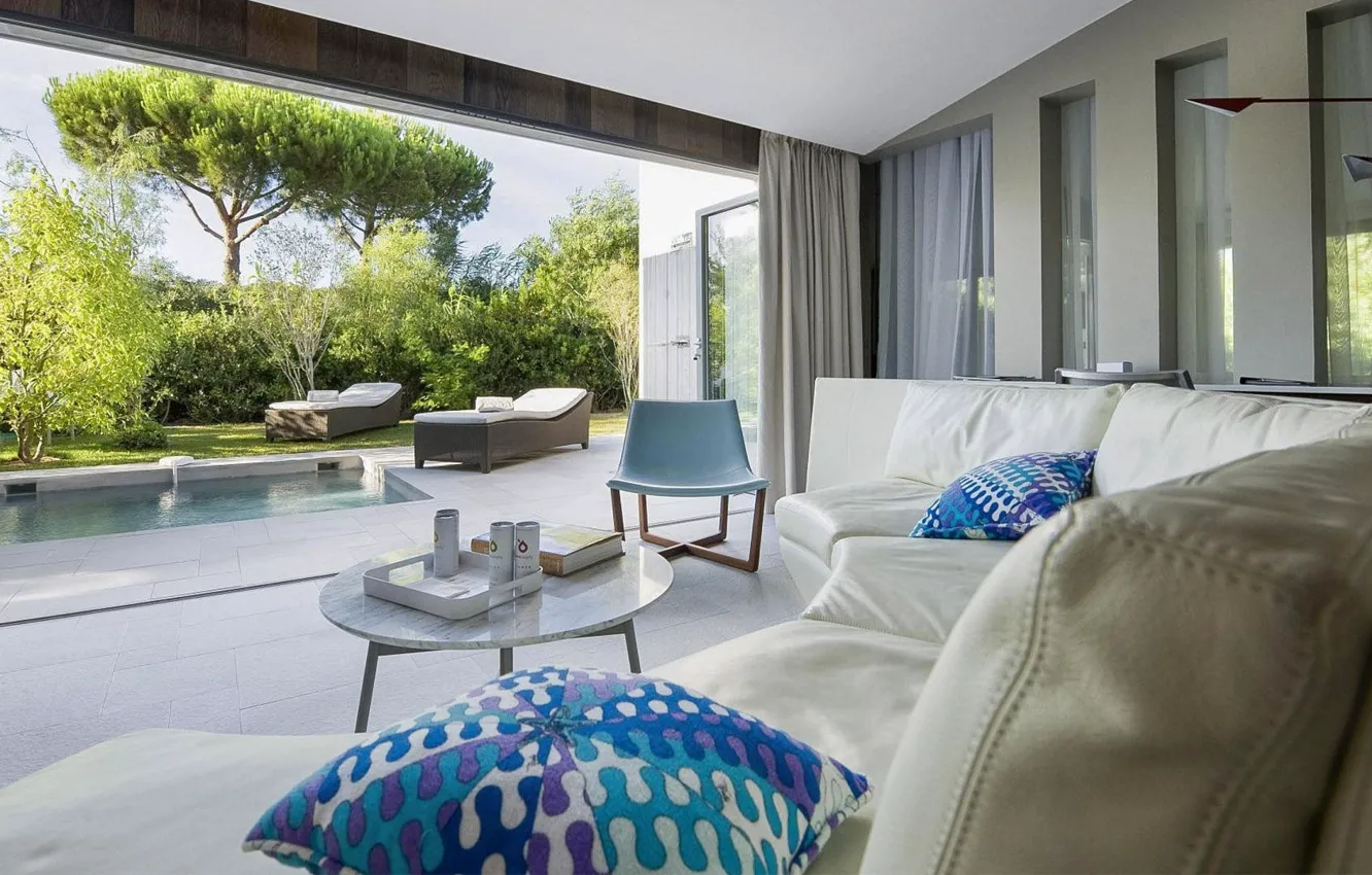 Фото обои интерьер, бассейн, терраса, гостиная, Saint-Tropez
