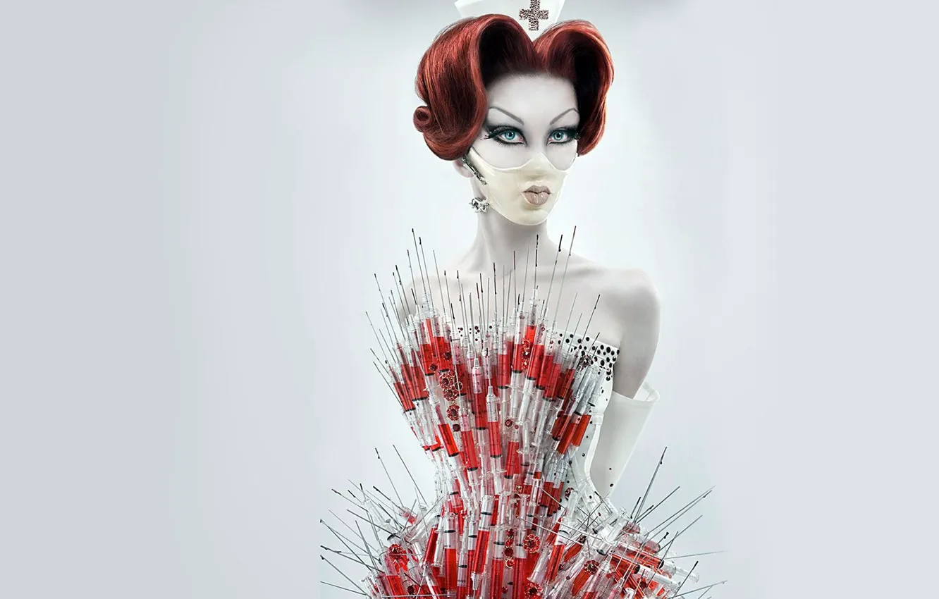 Фото обои cinema, red, girl, horror, blood, red hair, woman, cross