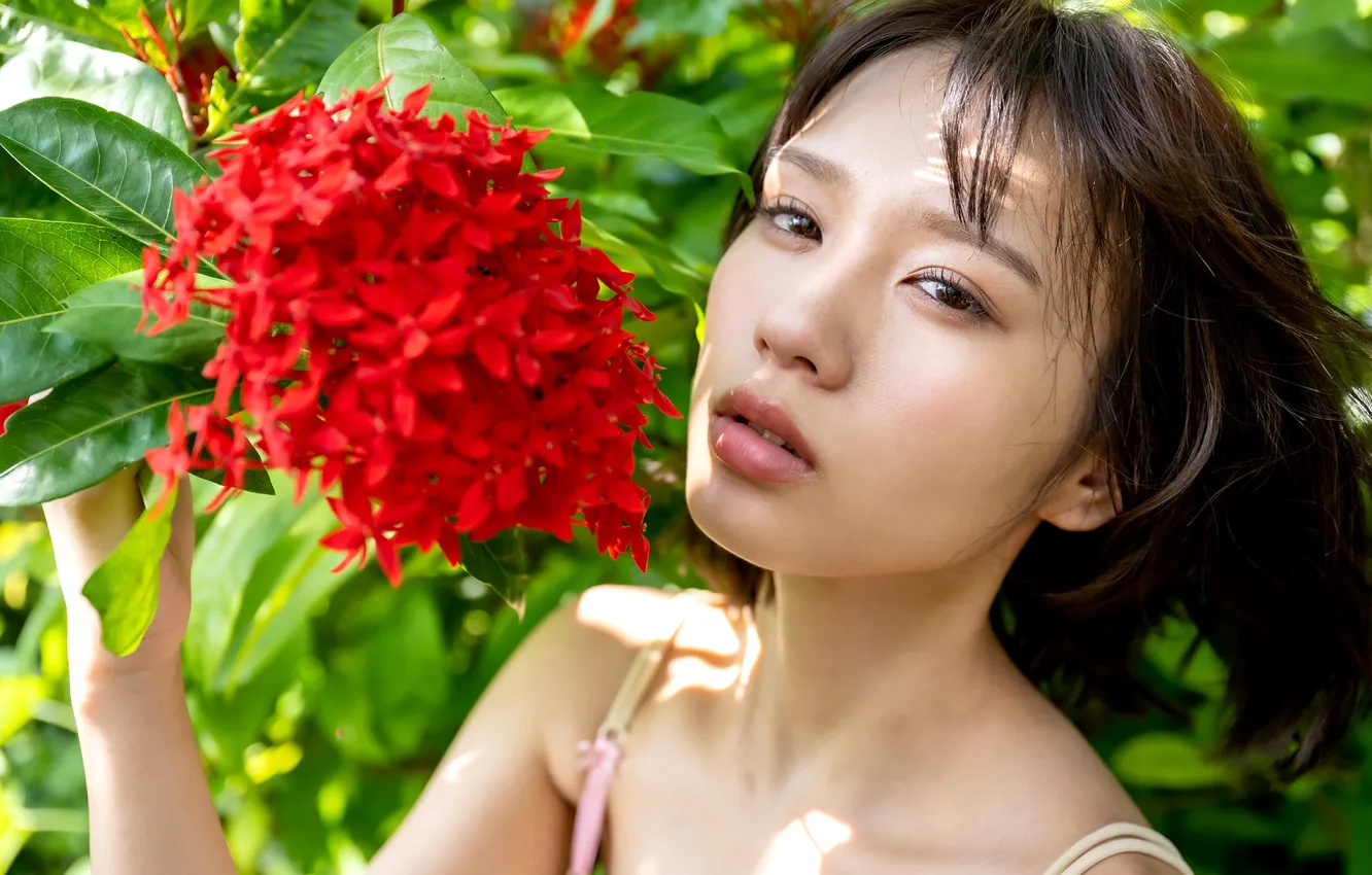 Обои Asian, Model, Flower, Woman, Nude, Naked, Pretty, Japanese на