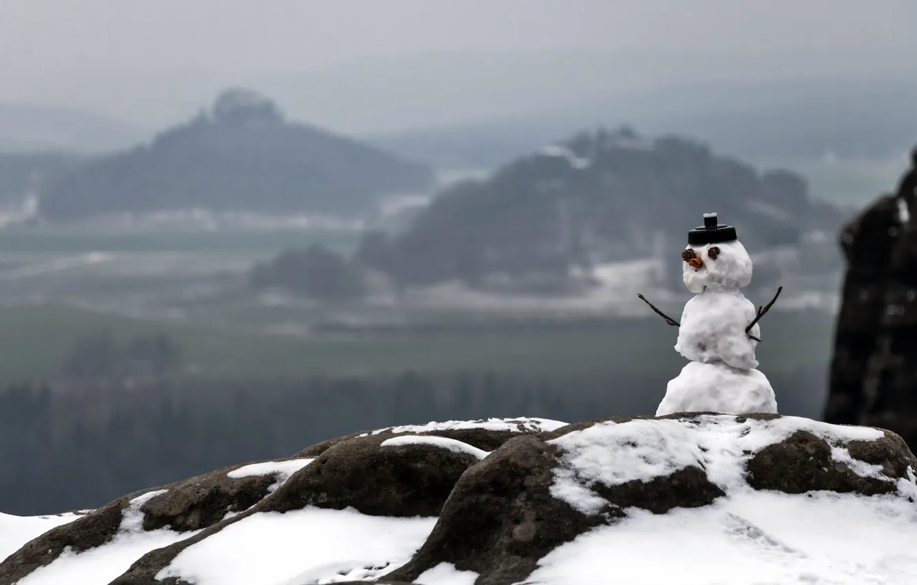 Фото обои зима, природа, снеговик