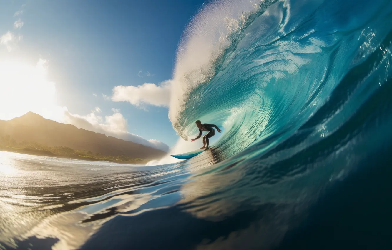 Фото обои волны, лето, океан, отдых, серфинг, waves, surfing, ИИ арт