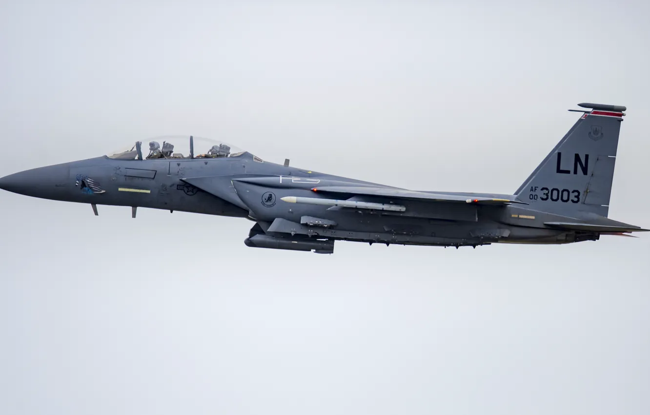 Фото обои ВВС США, истребитель-бомбардировщик, американский двухместный, McDonnell Douglas F-15E Strike Eagle