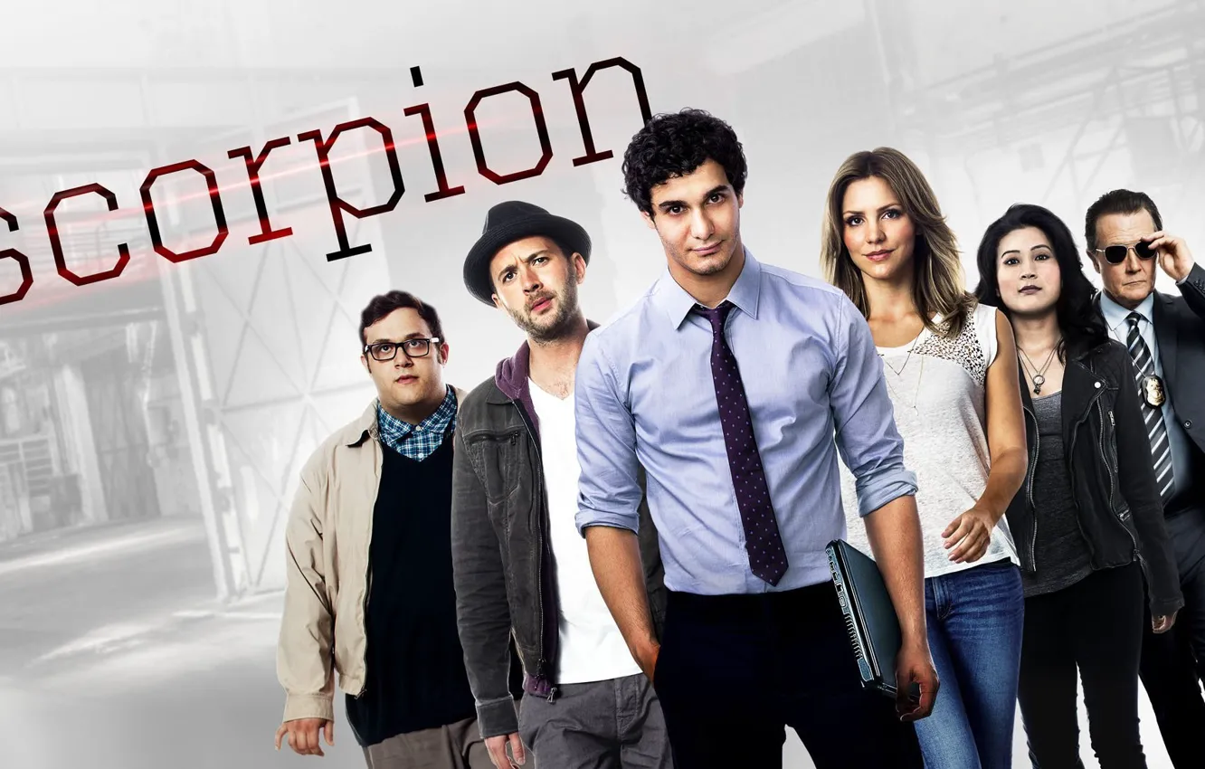 Фото обои girl, man, Scorpion, cast, tie, tv series