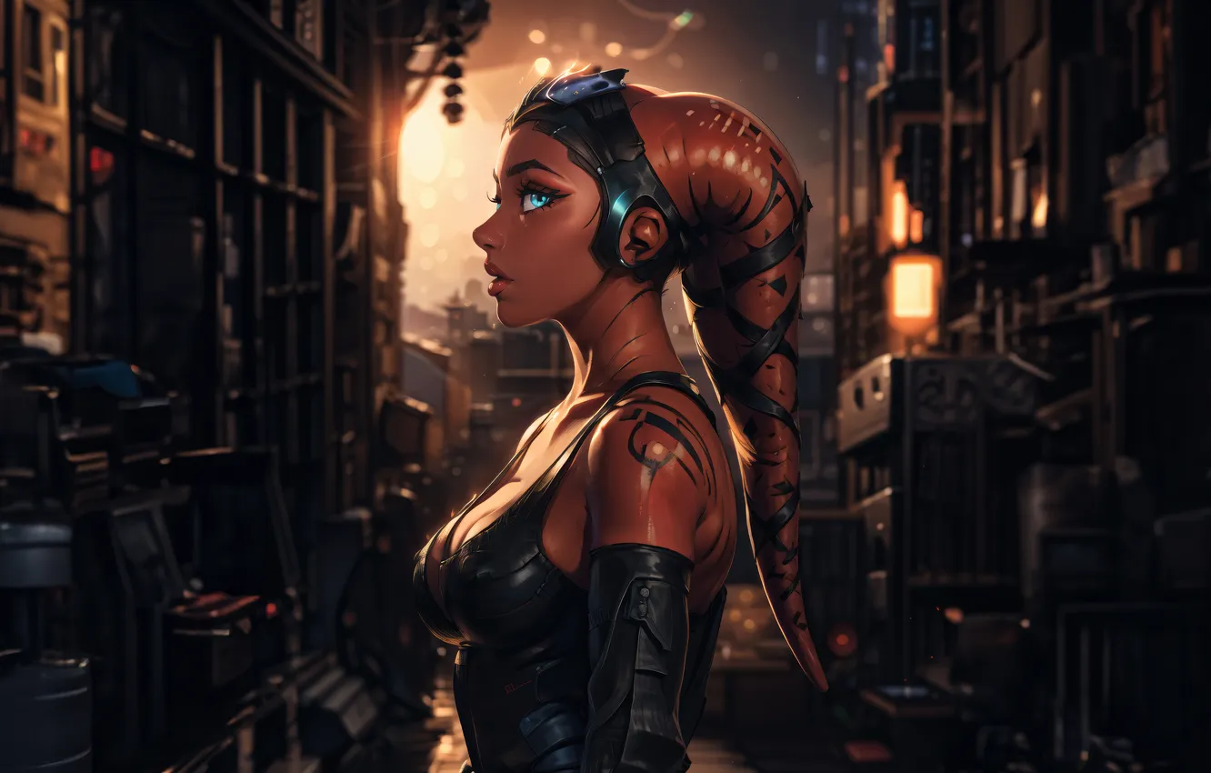 Фото обои взгляд, девушка, существо