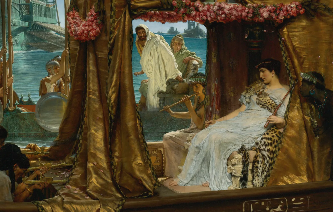 Фото обои картина, история, жанровая, Lawrence Alma-Tadema, Встреча Антония и Клеопатры, Лоуренс Альма-Тадема