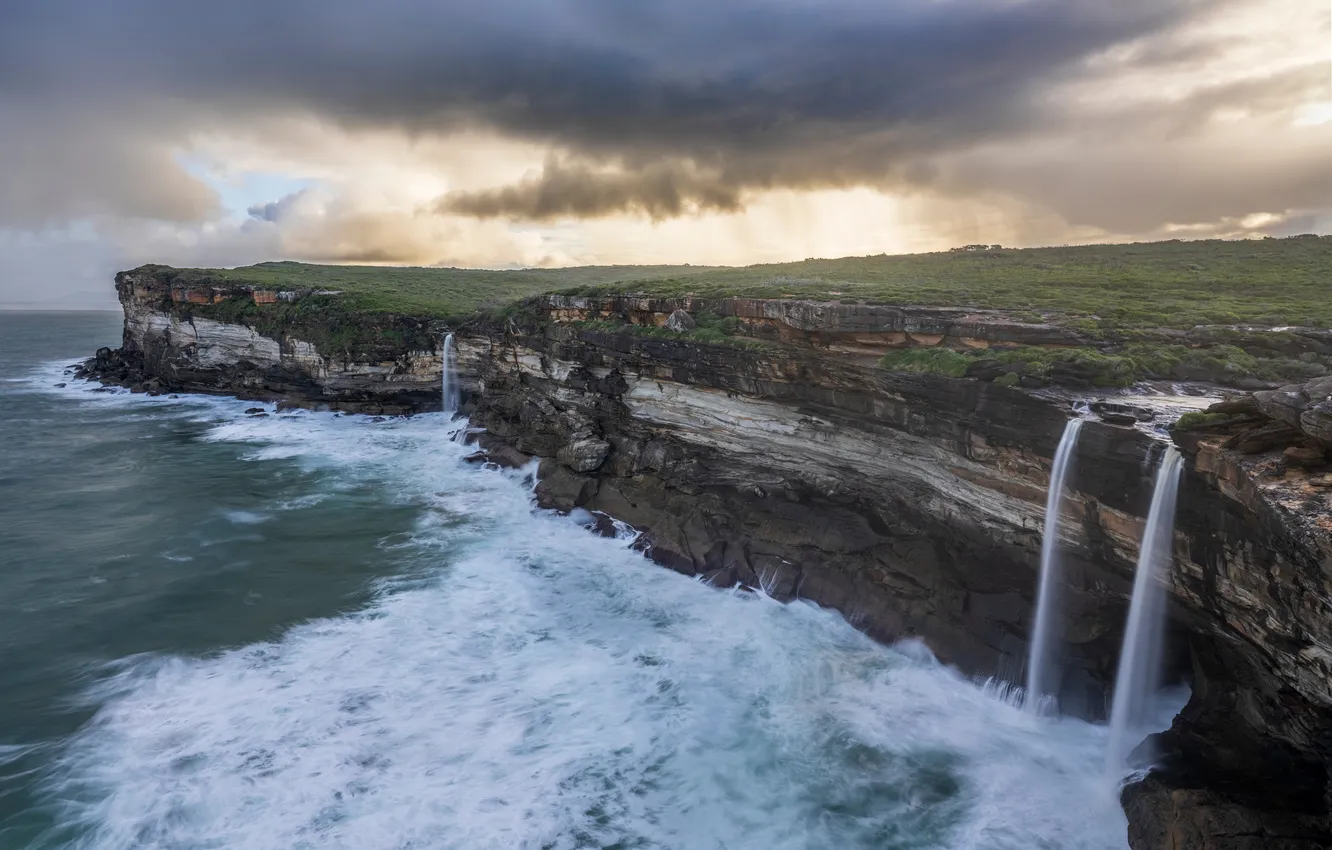 Фото обои Океан, Скала, Австралия, Побережье, Водопады, Парки, Royal National Park