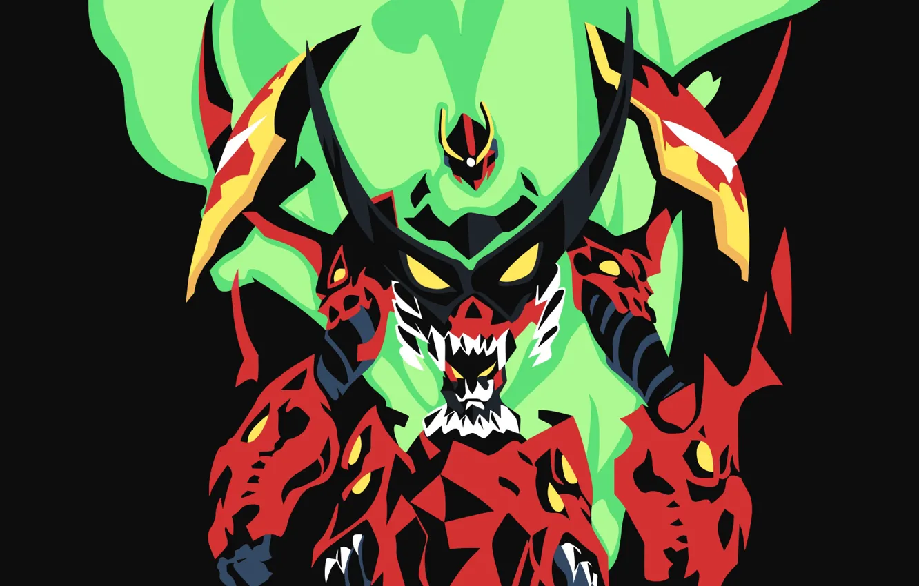 Фото обои фон, пламя, робот, tengen toppa gurren lagann