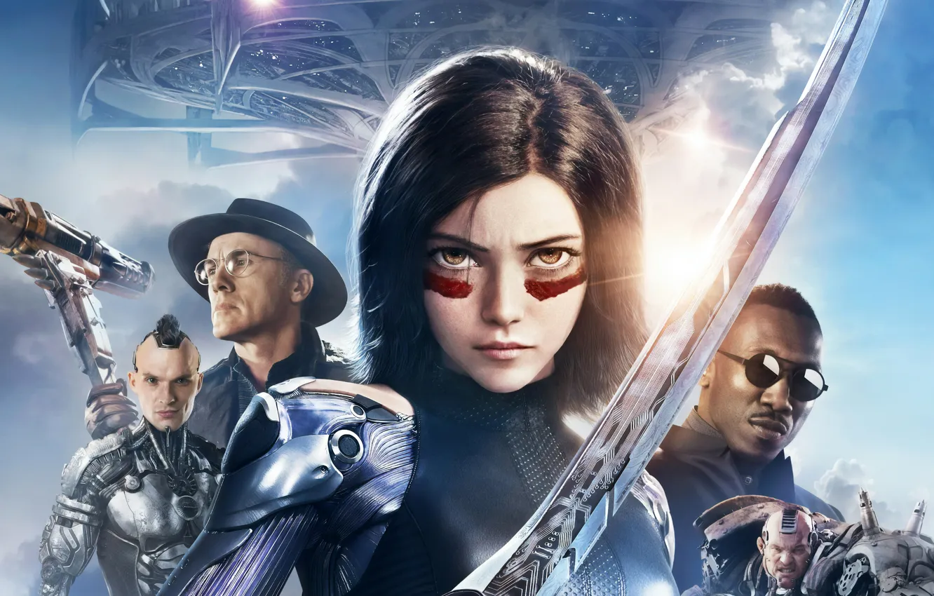 Фото обои фантастика, постер, Christoph Waltz, Кристоф Вальц, Ed Skrein, Rosa Salazar, Алита: Боевой ангел, Alita: Battle …