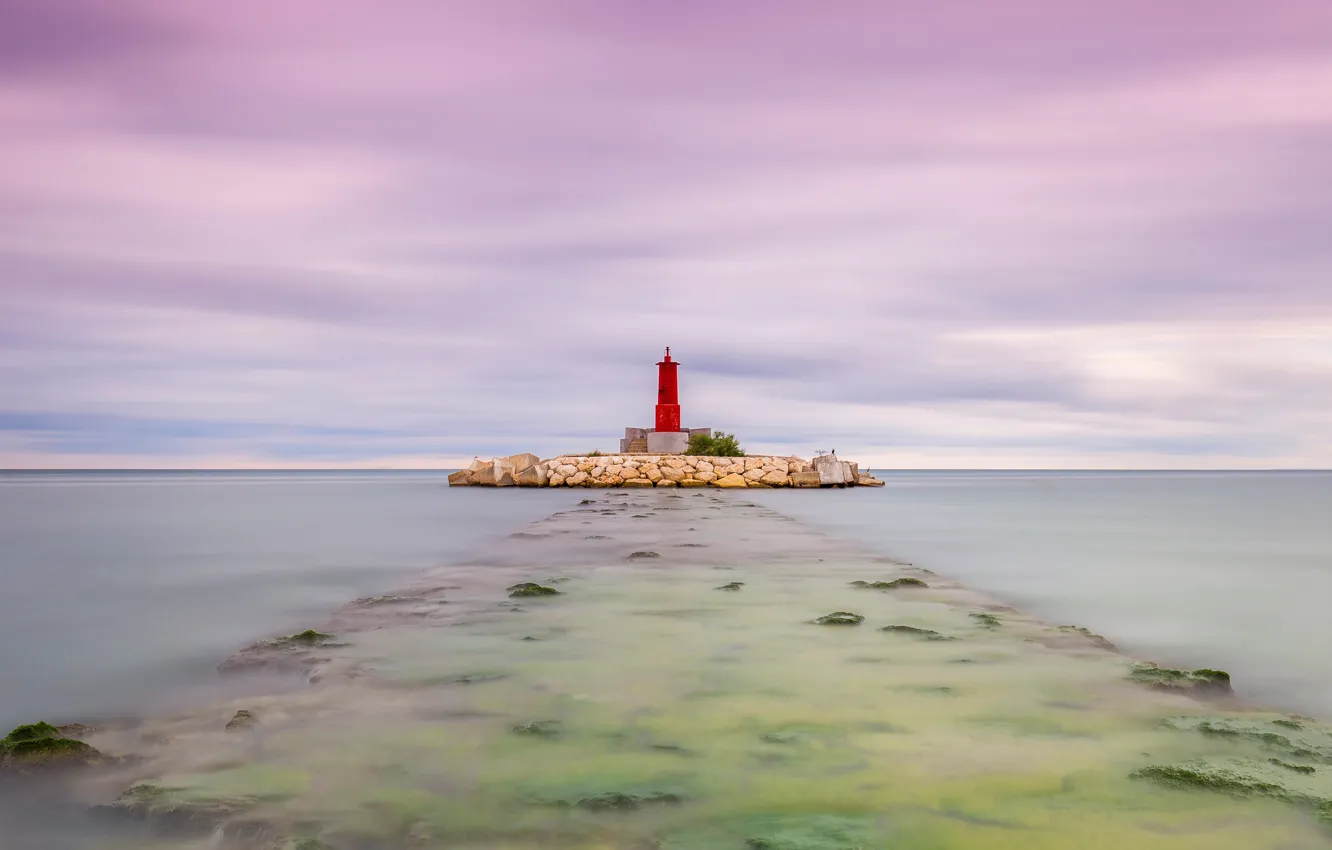 Фото обои море, маяк, Испания, Валенсия
