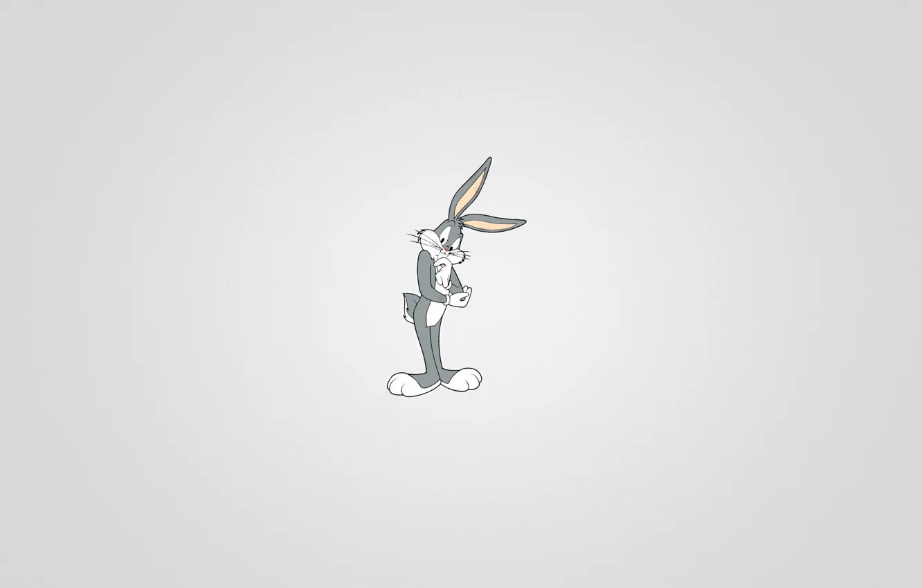 Фото обои минимализм, кролик, черный фон, сидит, Looney Tunes, Багз Банни, Bugs Bunny, луч света