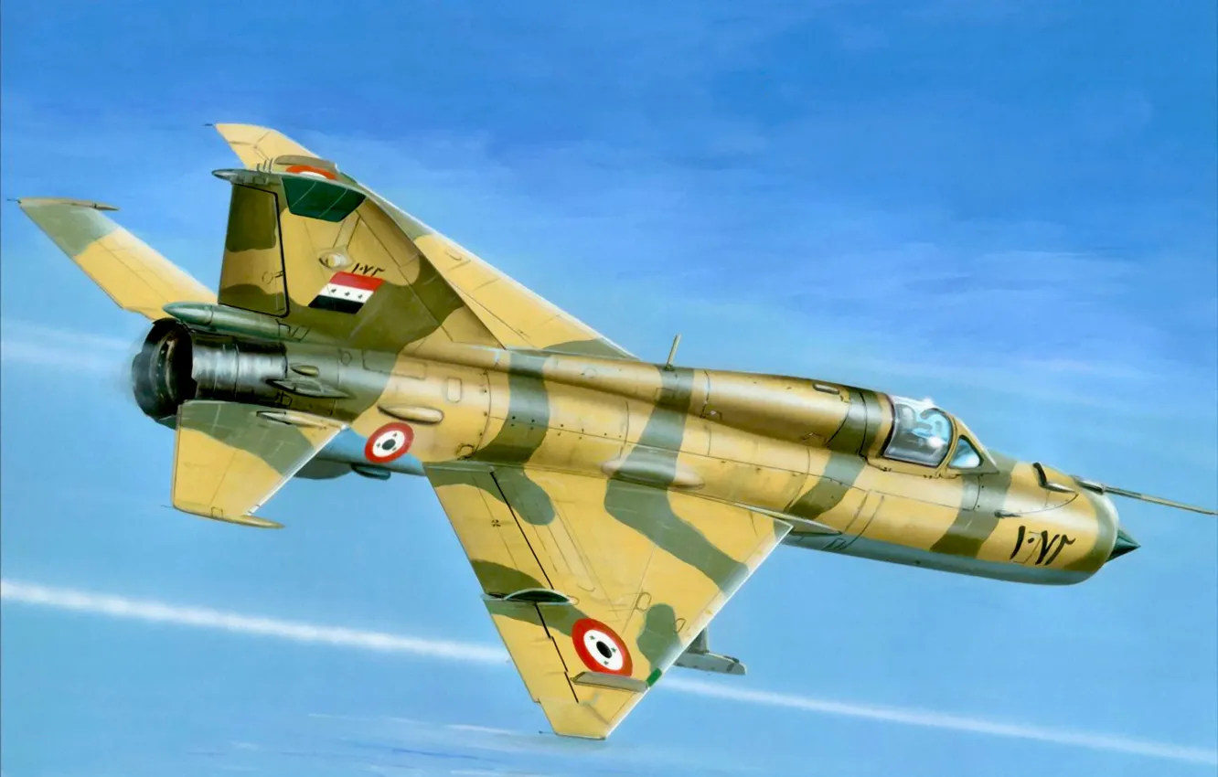 Фото обои war, art, painting, aviation, jet, Mikoyan-Gurevich MiG-21