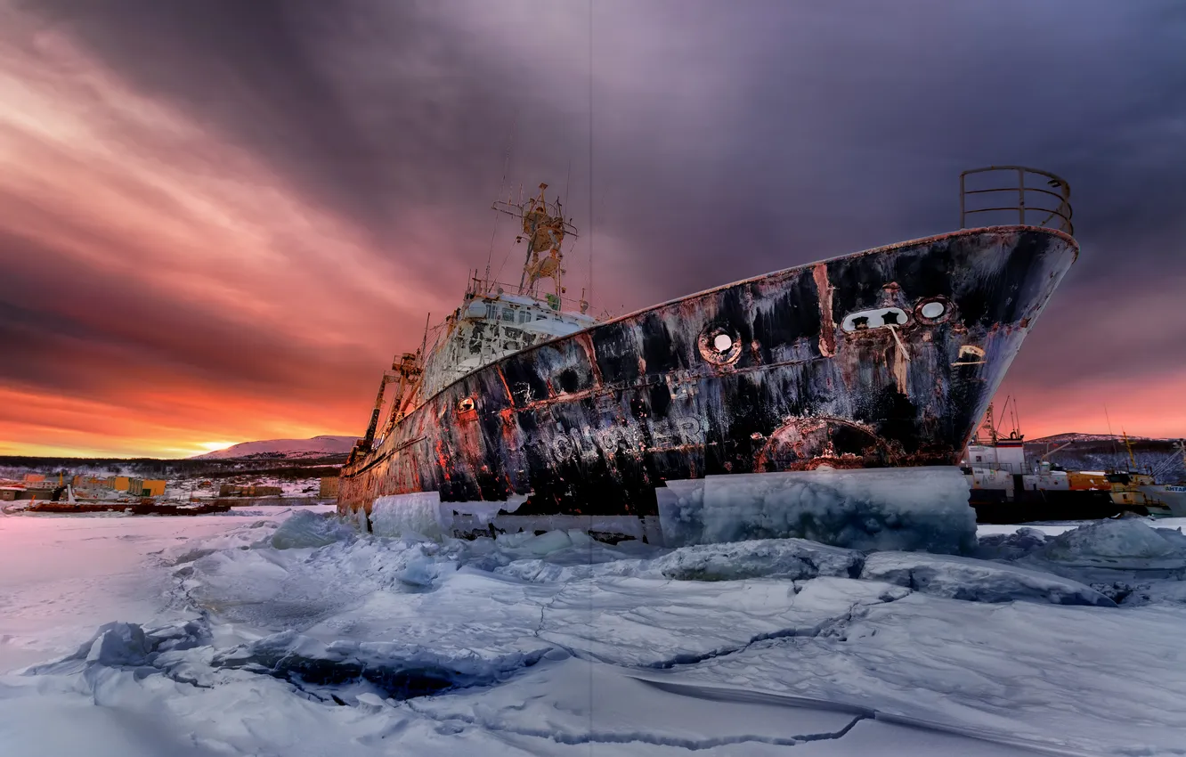 Фото обои colors, ice, cold, rust, shipwreck, abandonment