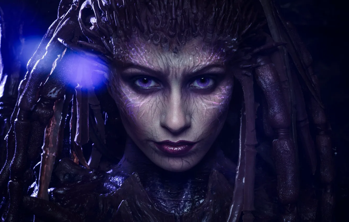 Фото обои game, monster, woman, alien, StarCraft II, StarCraft 2, face, cosplay