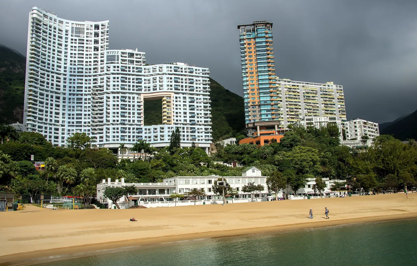 Фото обои пляж, человек, здания