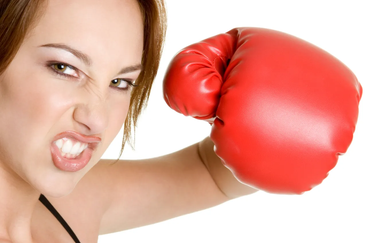 Фото обои woman, fury, boxing glove