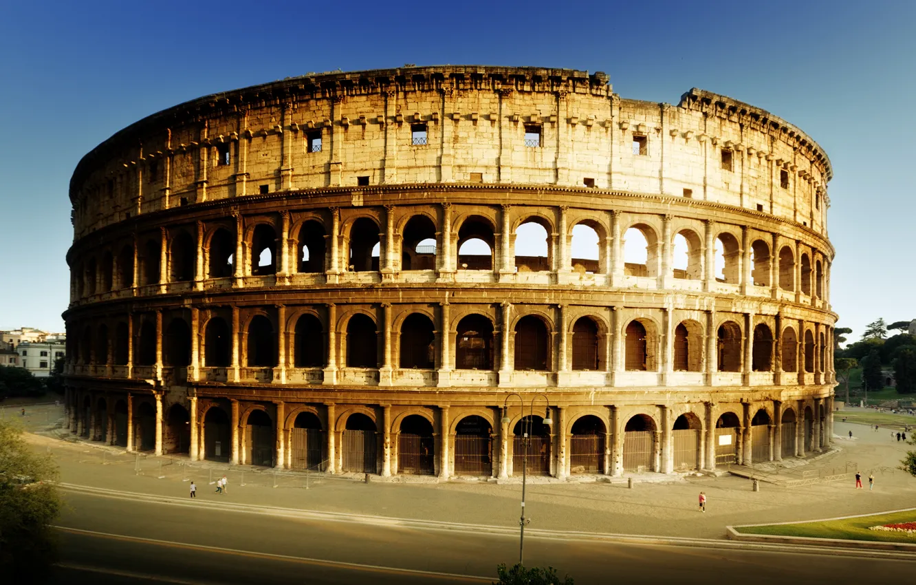 Фото обои дорога, Рим, Колизей, Италия, архитектура, Italy, Colosseum, Rome