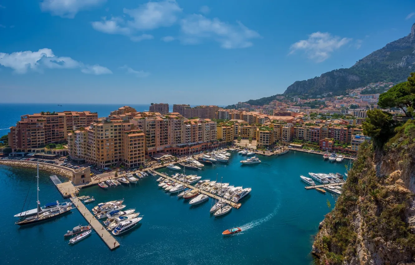 Фото обои город, яхты, панорама, Monaco