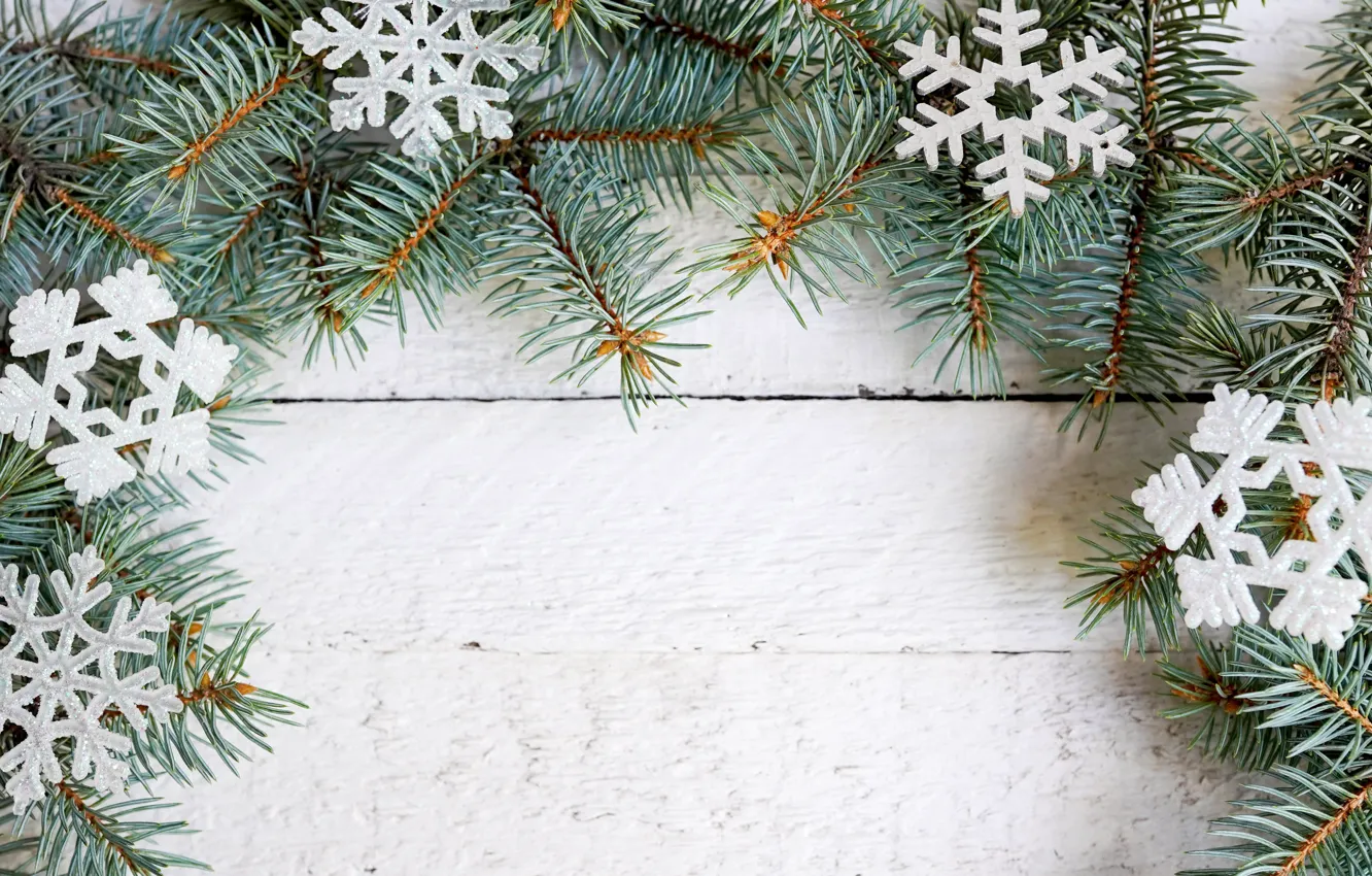 Фото обои снег, украшения, снежинки, Новый Год, Рождество, christmas, wood, winter