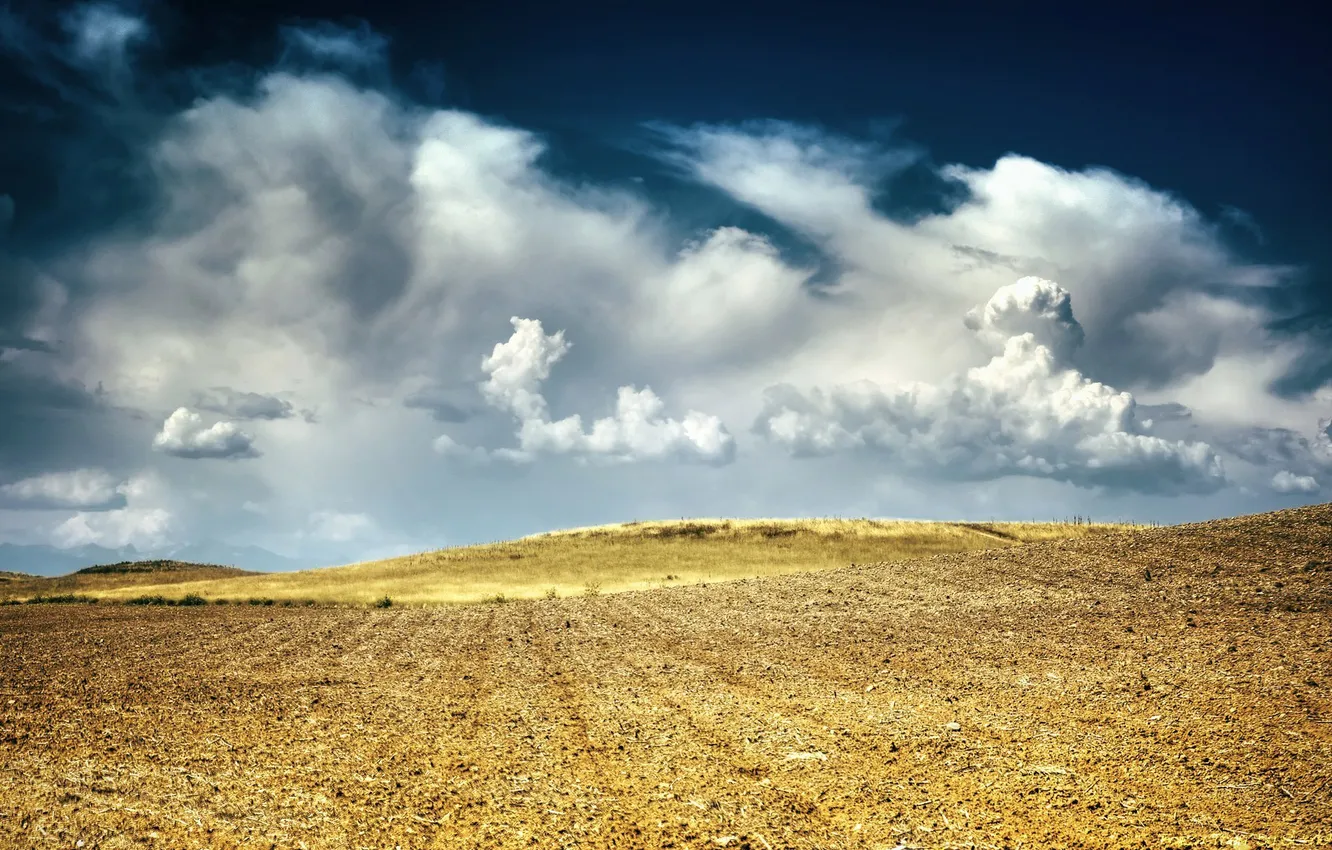 Фото обои поле, небо, облака, пейзаж, земля, обои, вид, landscape