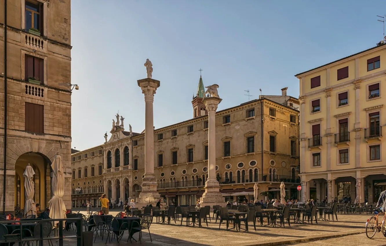 Фото обои дома, площадь, Италия, колонны, Виченца