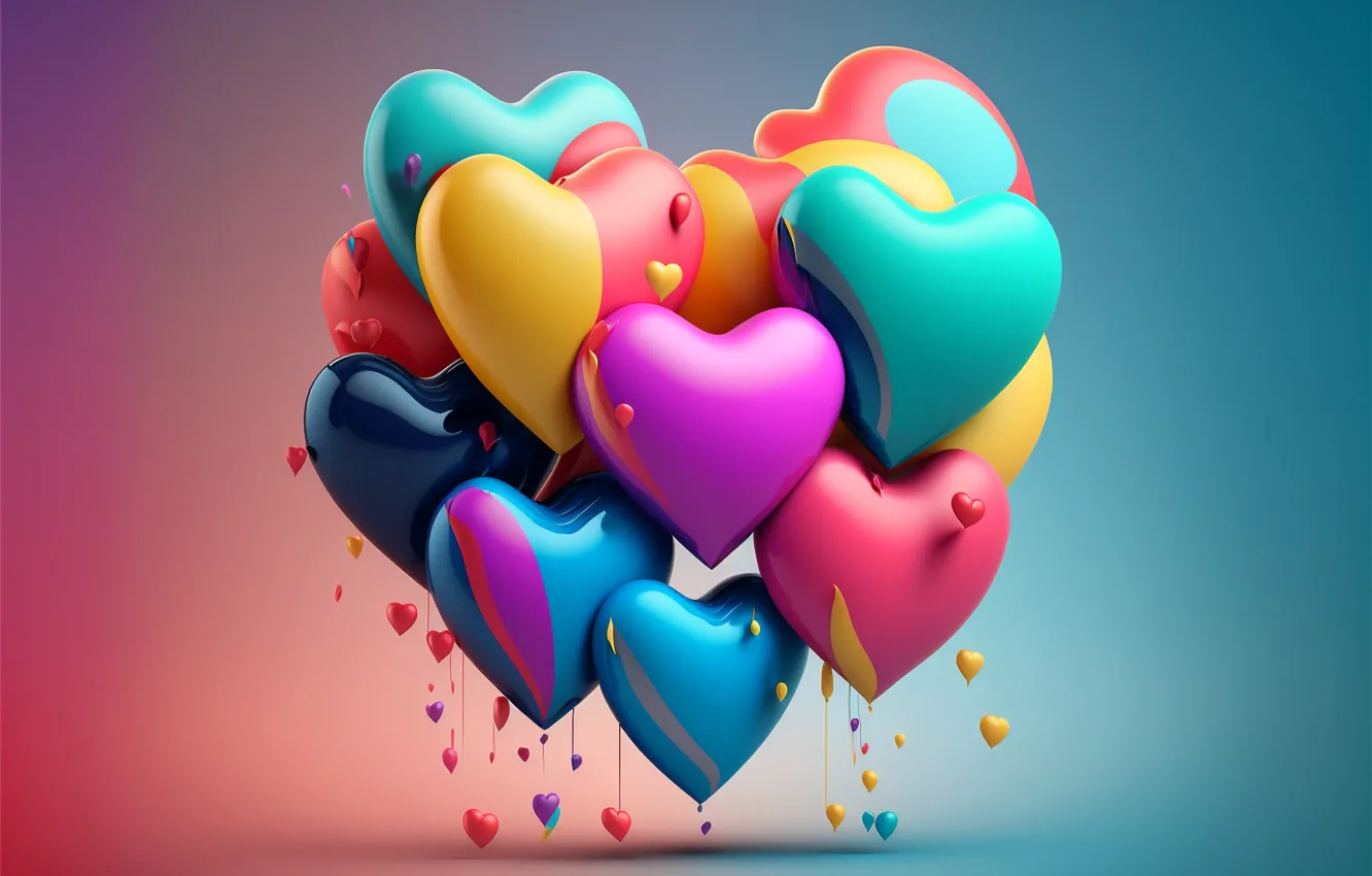 Фото обои сердце, colorful, love, romantic, hearts, shape, balloon