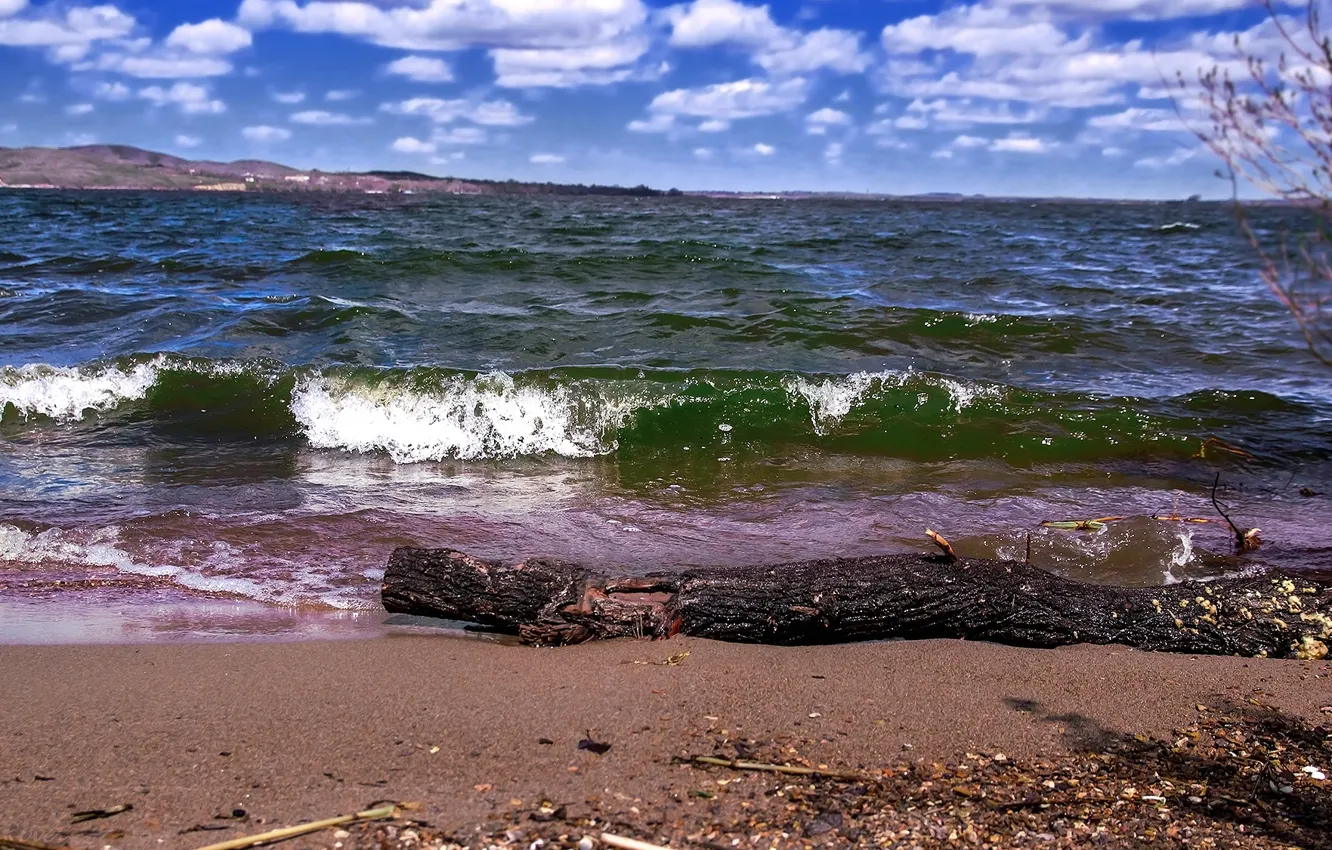 Фото обои волны, пляж, берег, темиртау