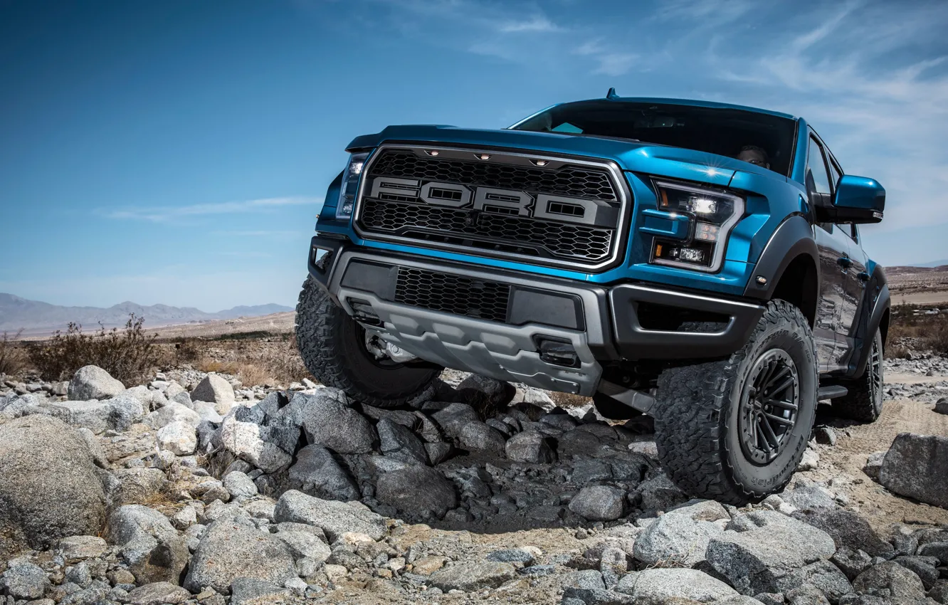 Фото обои Ford, вид спереди, Raptor, пикап, F-150, SuperCrew, 2019