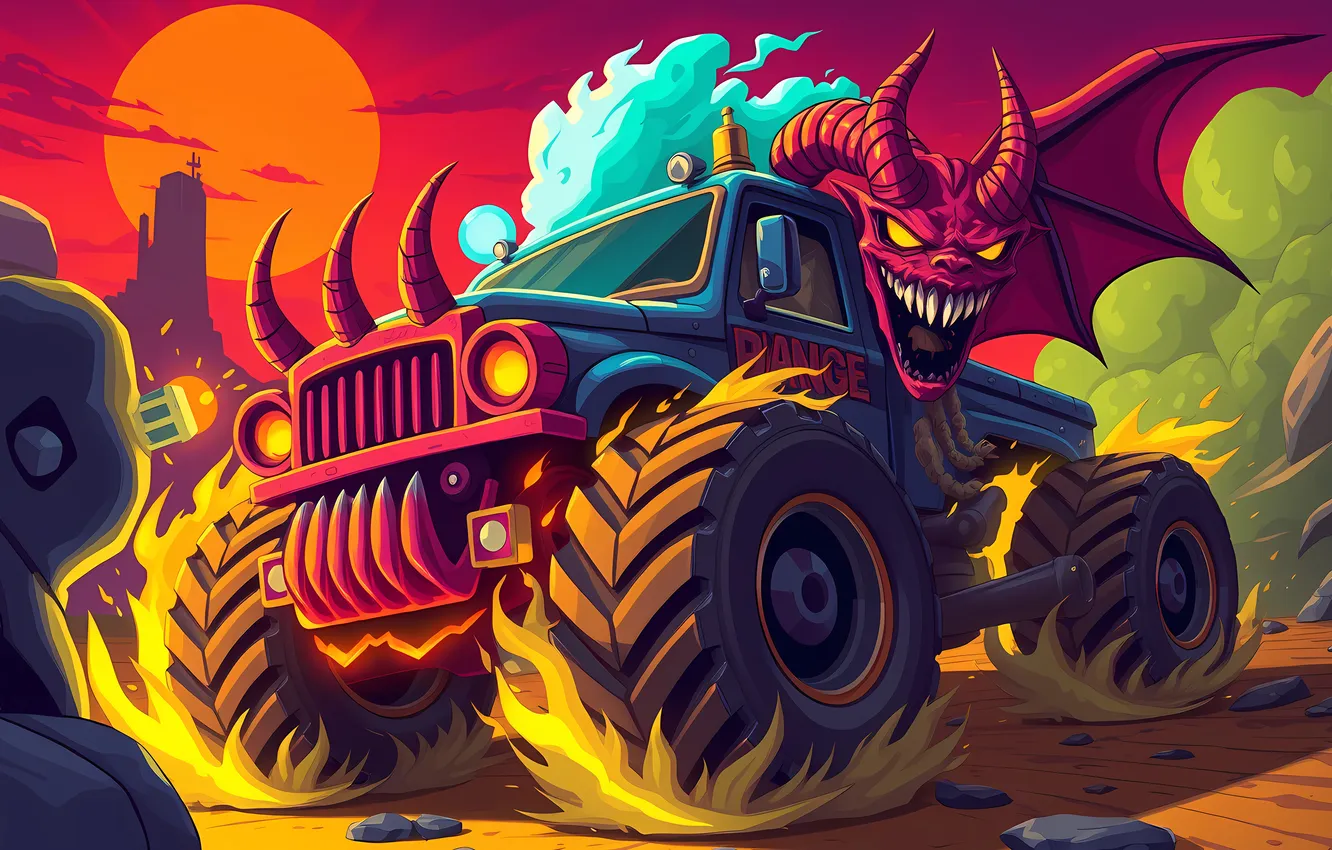 Фото обои fire, machine, dragon