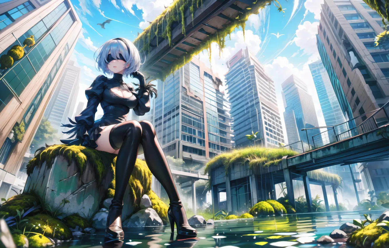 Фото обои girl, games, nier automata, ai art