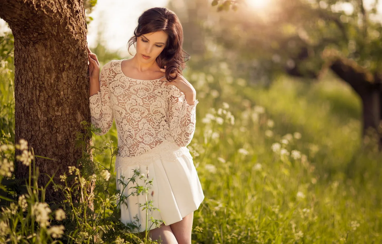 Фото обои девушка, поза, фон