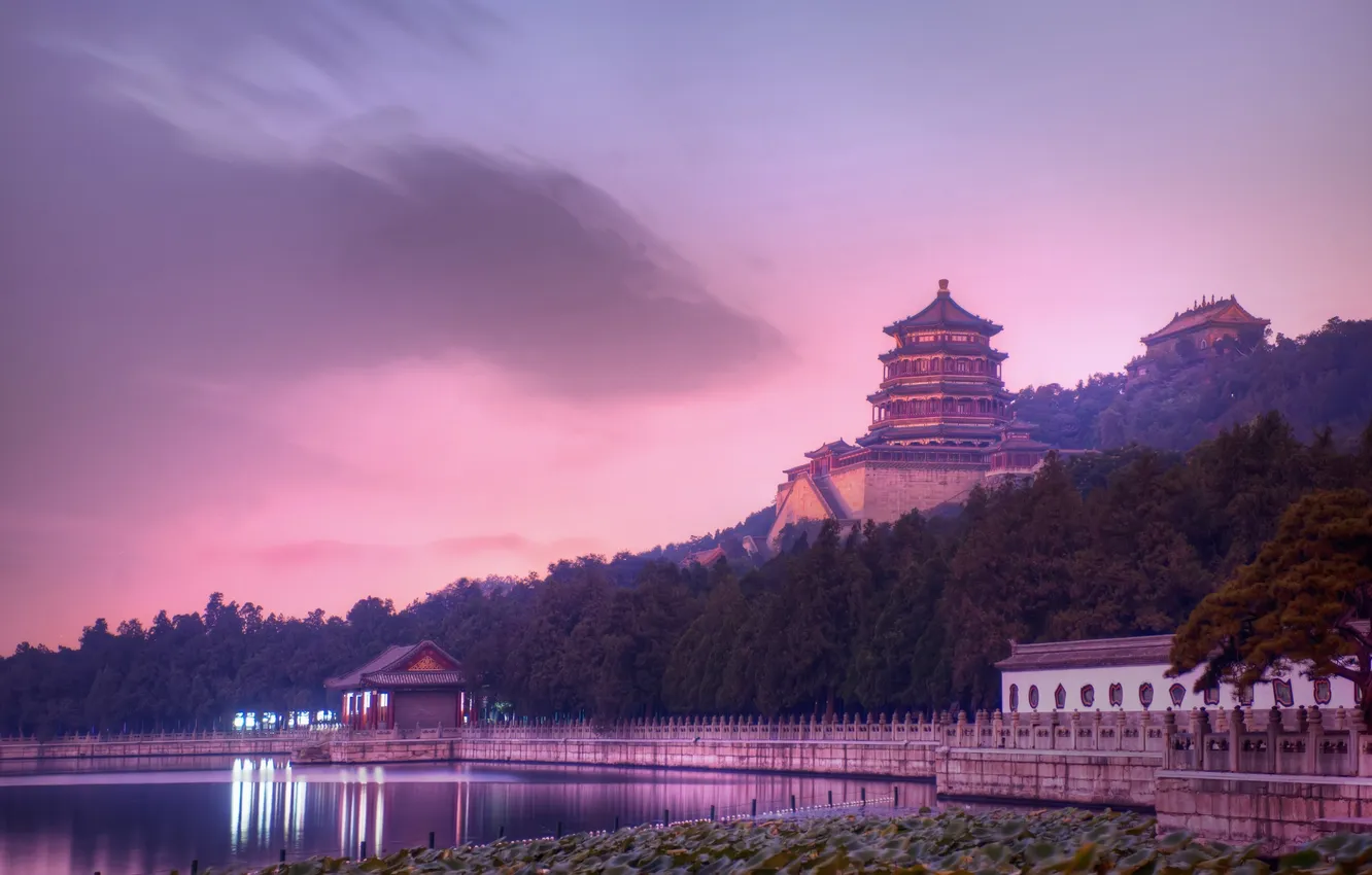 Фото обои China, Китай, Beijing, Evening at the Summer Palace