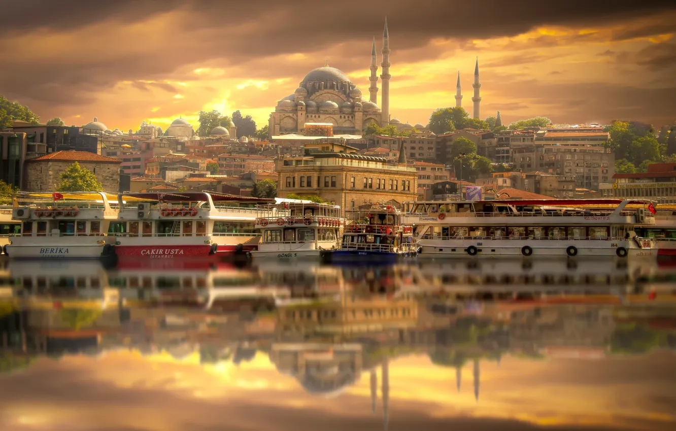 Фото обои облака, вид, Istanbul City