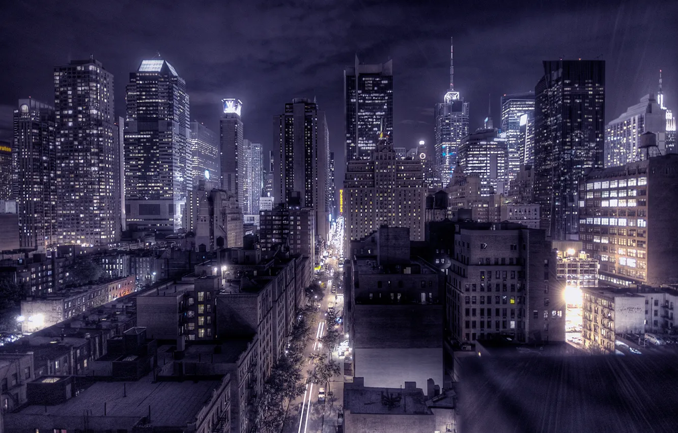Фото обои ночь, город, New York, ночной New Yor