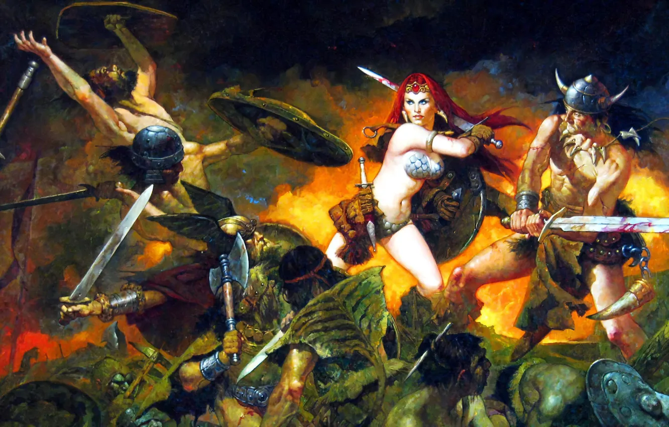 Фото обои girl, sexy, redhead, battle, Conan The Barbarian, Red Sonja, she devil with a sword